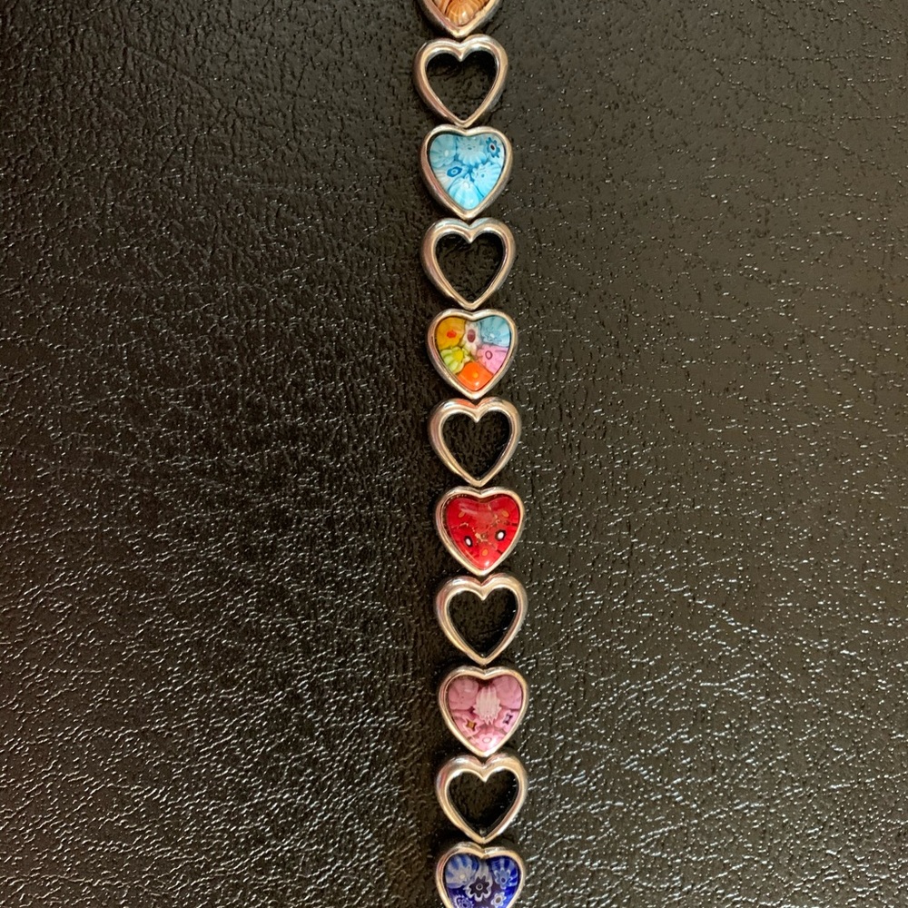 Murano Glass Bracelet, Alan K design, large hearts - Picture 2 of 7